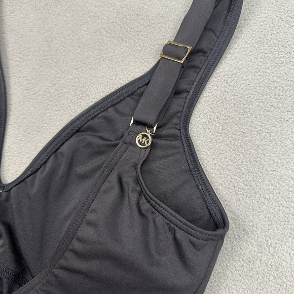 Michael Kors Black‎ One Piece Swimsuit Size 12 Gold Grommet Detail V Neck NWT - Picture 7 of 11
